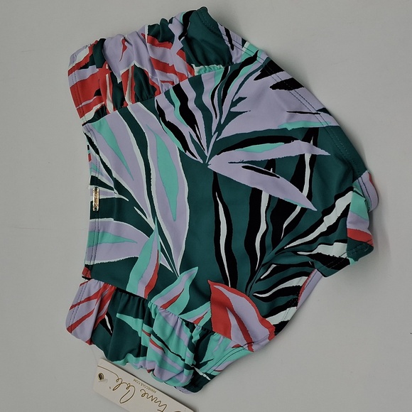 Anne Cole 2pc Zesty Tropical Halter Top Shirred High Waist Bottom Bikini Set XS - Picture 13 of 16